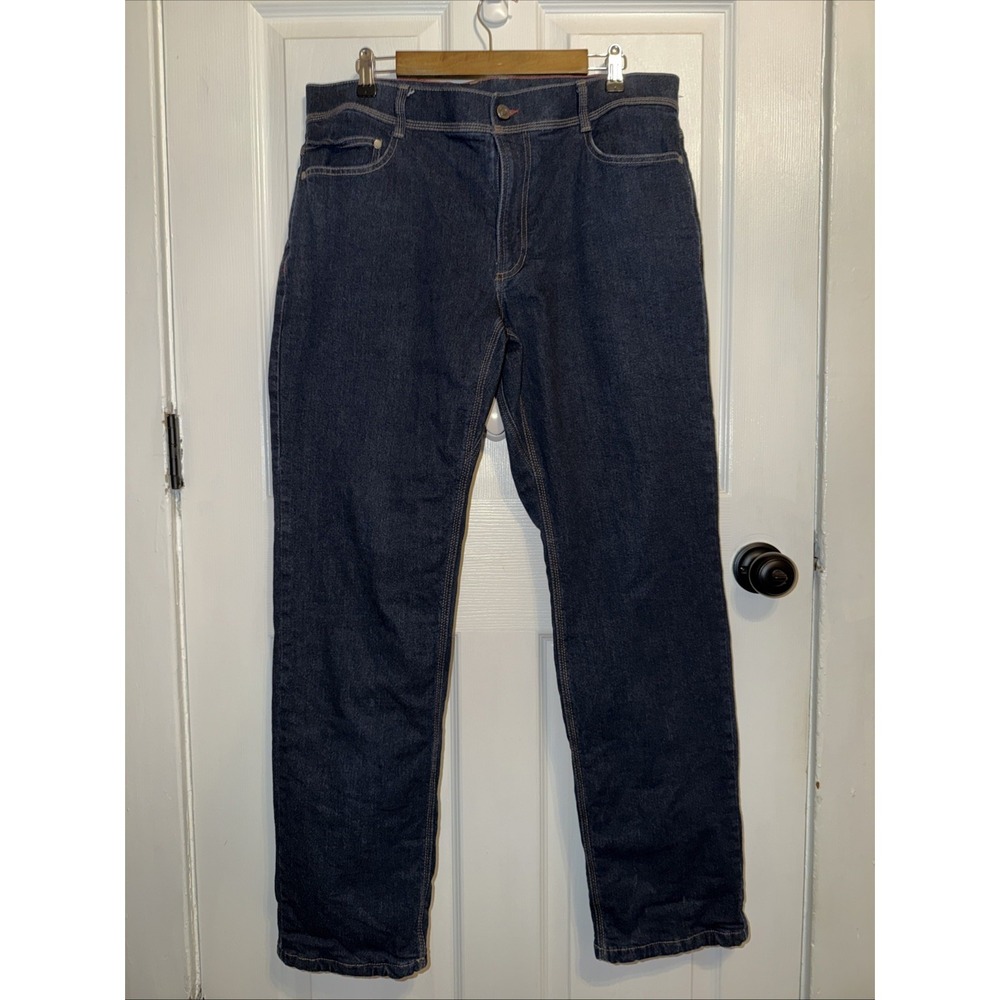LL Bean Men's Gray Fleece Lined Jeans Dark‎ Wash Workwear 36x32 508241